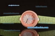 Versace Swiss ETA Quartz Rose Gold Case with Dimond Bezel and White MOP Dial-Green Leather Strap