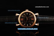 Bvlgari Sotirio Bvlgari Automatic Movement Rose Gold Case with Black Dial and Black Leather Strap