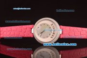 Versace Swiss ETA Quartz Steel Case with Dimond Bezel and White MOP Dial-Light Red Leather Strap
