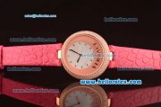 Versace Swiss ETA Quartz Rose Gold Case with Dimond Bezel and White MOP Dial-Light Red Leather Strap