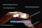 Girard Perregaux 1966 Dual Time Clone Girard Perregaux GP03300-0119 Automatic Rose Gold Case with Grey Dial Stick/Arabic Numeral Markers and Brown Leather Strap