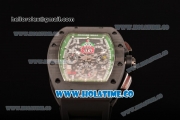 Richard Mille RM 011 Felipe Massa Flyback Chronograph Swiss Valjoux 7750 Automatic Carbon Fiber Case with Skeleton Dial Green Inner Bezel and White Markers - 1:1 Original