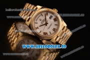 Rolex Day-Date Asia/Swiss ETA 2836 Automatic Yellow Gold Case with White Dial and Yellow Gold Bracelet - (BP)