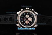 Breitling Chrono-Matic Chronograph Quartz Movement PVD Bezel-Stick Markers with Black Dial and Silver Subdials-Black Rubber Strap Breitling Chrono-Matic Chronograph Quartz Movement PVD Bezel-Stick Markers with Black Dial and Silver Subdials-Black Rubber Strap