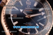 Omega Seamaster Planet Ocean 600M Clone Omega 8900 Automatic Rose Gold Case with Black Dial and Stick/Arabic Numeral Markers Black Leather Strap (EF)