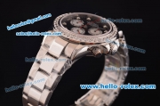 Rolex Daytona Swiss Valjoux 7750-SHG Automatic Steel Case/Strap with Black Dial and Diamond Bezel