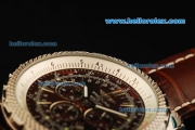 Breitling Bentley Motors Chronograph Miyota Quartz Movement Steel CAse with Brown Dial and Brown Leather Strap