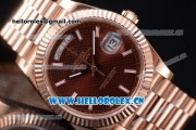 Rolex Day Date II Swiss ETA 2836 Automatic Rose Gold Case/Bracelet with Brown Dial and Stick Markers (BP)