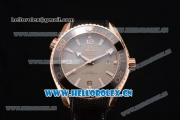 Omega Seamaster Planet Ocean 600M Clone Omega 8900 Automatic Rose Gold Case with Grey Dial and Black Rubber Strap (EF)