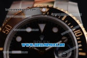 Rolex Submariner Clone Rolex 3135 Automatic Two Tone Case/Bracelet with Black Dial and Dot Markers (BP)