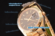 Rolex Datejust Swiss ETA 2836 Automatic Yellow Gold Case with Stick Markers and Black Dial