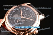 Vacheron Constantin Malte Asia ST25 Automatic Rose Gold Case with Black Leather Strap and Black Dial