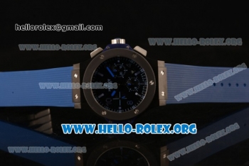 Hublot Big Bang Chronograph Swiss Valjoux 7750 Automatic PVD Case with Blue Dial and Blue Rubber Strap (YF)