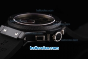 Hublot Big Bang Swiss Valjoux 7750 Chronograph Movement Full Black Ceramic Case with Black Dial and Rubber Strap