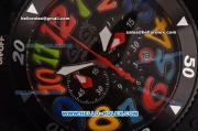 Gaga Milano Chrono 48 Miyota OS20 Quartz PVD Case with Black Dial and Colorful Numeral Markers