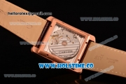 Cariter Tank MC Swiss ETA 2824 Automatic Rose Gold Case with White Dial Brown Leather Strap Diamonds Bezel and Roman Numeral Markers