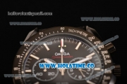 Omega Speedmaster Moonwatch Co-Axial Chronograph Miyota Quartz PVD Case with Black Dial and White Stick Markers