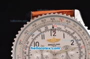 Breitling Navitimer Chronograph Quartz Movement Steel Case with Arabic Numerals and Brown Leather Strap