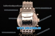 Breitling Montbrillant Chronograph Quartz Movement Silver Case with Beige Dial and Silver Stick Marker-SSband