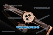 Breitling Navitimer 01 Chrono Swiss Valjoux 7750 Automatic Rose Gold Case with White Dial Brown Leather Strap and Stick Markers - 1:1 Original (JF)