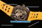 Richard Mille RM11-03 Swiss Valjoux 7750 Automatic Carbon Fiber Case Skeleton Dial With Arabic Numeral Markers Yellow Rubber Strap 1:1 Original(KV)