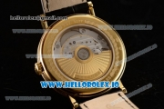 Breguet Classique Japanese Miyota 9015 Automatic Movement Yellow Gold White Dial and Arabic Numeral Markers Leather Strap (FF)
