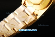 Rolex Daytona Swiss Valjoux 7750 Chronograph Movement Full Gold with Black Subdials and White Stick Marker