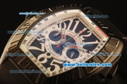 Franck Muller Conquistador Chronograph Miyota Quartz PVD Case with Black Dial and Black Rubber Strap