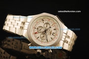 Breitling Bentley GMT Automatic Steel Case with White Dial and Steel Strap