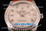 Rolex Day-Date Asia Automatic Steel Case with Diamonds Markers Silver Dial and Diamonds Bezel (BP)