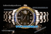 Rolex Datejust Pearlmaster Clone Rolex 3135 Automatic Full Steel with Army Green Dial and Diamonds Markers - Rainbow Diamoand Bezel (BP)