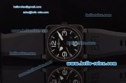 Bell&Ross BR03-92 4813 Automatic PVD Case with White Stick/Numeral Markers and Black Rubber Strap ETA Coating