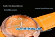 Cartier Ballon Bleu Swiss Quartz Rose Gold Case with Yellow Leather Strap Diamond Bezel and Yellow Dial