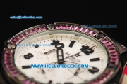 Hublot Big Bang Chronograph Swiss Quartz Movement PVD Case with Diamond Bezel and Pink Rubber Strap-Lady Model