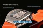 Richard Mille RM007 Miyota 6T51 Automatic Steel Case with Diamonds Dial and Orange Rubber Strap