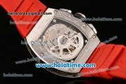 Richard Mille Felipe Massa Flyback Chrono Swiss Valjoux 7750 Automatic Steel Case with Skeleton Dial and Red Rubber Bracelet