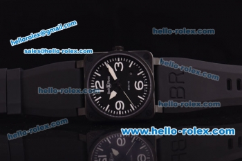 Bell & Ross BR 03-92 Asia 4813 Automatic Movement PVD Case with Black Dial-White Markers and Black Rubber Strap