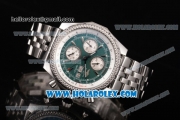 Breitling Bentley Motors Chrono Swiss Valjoux 7750 Automatic Steel Case/Bracelet with Green Dial and Silver Stick Markers (BP)