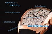 Franck Muller Casablanca Chronogarph Miyota OS20 Quartz Rose Gold Case with Black Numeral Markers and Black Rubber Strap