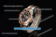 Rolex GTM-Master II 2836 Automatic Rose Gold Case with Black Dial Dots Markers and Two Tone Bracelet