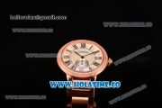 Cartier Rotonde De Miyota Quartz Rose Gold Case/Bracelet with Diamonds Bezel White Dial and Black Roman Numeral Markers