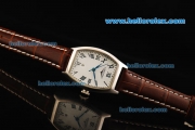 Longines Evidenza Quartz Movement Steel Case with White Dial and Brown Leather Strap