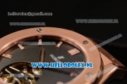 Hublot Classic Fusion Tourbillon Manual Winding Rose Gold Case with Black Dial and Black Leather Strap