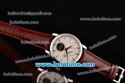 Vacheron Constantin Patrimony Asia 2813 Automatic Steel Case with Brown Leather Strap White Dial and Stick Markers