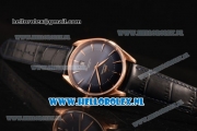 Omega De Ville Tresor Master Co-Axial Clone Omega 8801 Automatic Rose Gold Case with Blue Dial and Black Leather Strap - 1:1 Original