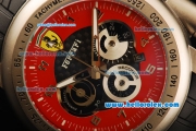 Ferrari Chronograph Quartz Movement 7750 Coating Case with Red/Black Dial and Black Rubber Strap