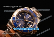 Rolex Submariner Swiss ETA 2836 Automatic Two Tone Case/Bracelet with Blue Dial Diamonds (BP)