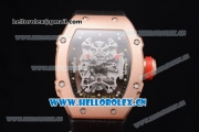 Richard Mille RM 27-01 Tourbillon Rafael Nadal Miyota 9015 Automatic Rose Gold Case with Skeleton Dial Dot Markers and Black Nylon Strap