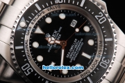 Rolex Sea-Dweller Oyster Perpetual Date Automatic Movement White Round Hour Marker with Black Dial and Bezel-SS Strap