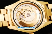 Rolex Day-Date II Swiss ETA 2836 Automatic Movement Full Gold with Black Dial and Gold Arabic Numeral Hour Markers